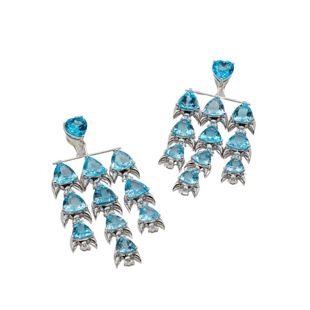 Lesunja Fish Ear Jewellery Topaz White Gold, handmade fine jewellery from Switzerland