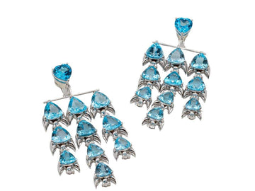 Lesunja Fish Ear Jewellery Topaz White Gold, handmade fine jewellery from Switzerland