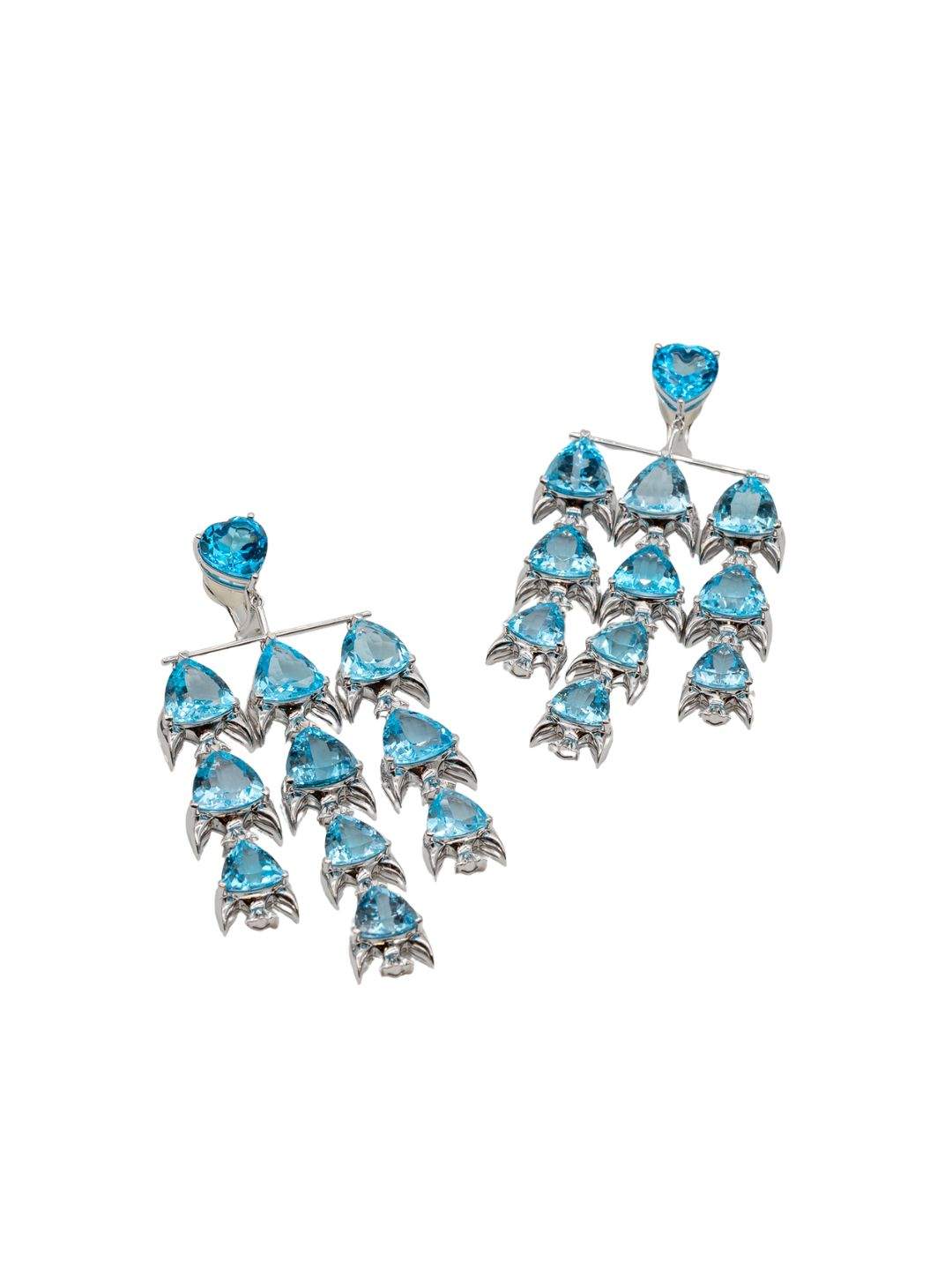 Lesunja Fish Ear Jewellery Topaz White Gold, handmade fine jewellery from Switzerland