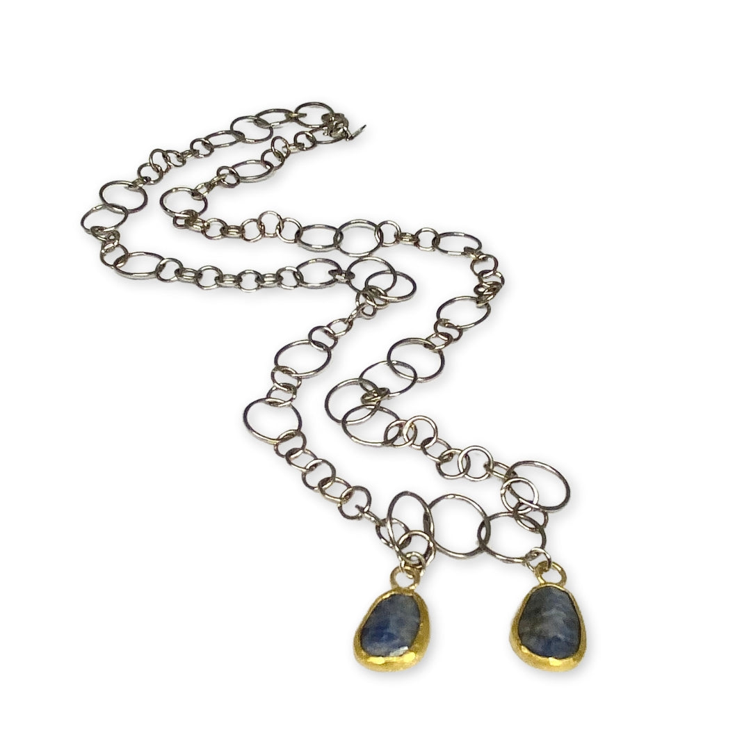 Lesunja Necklace White Gold & Yellow Gold Blue Sapphire