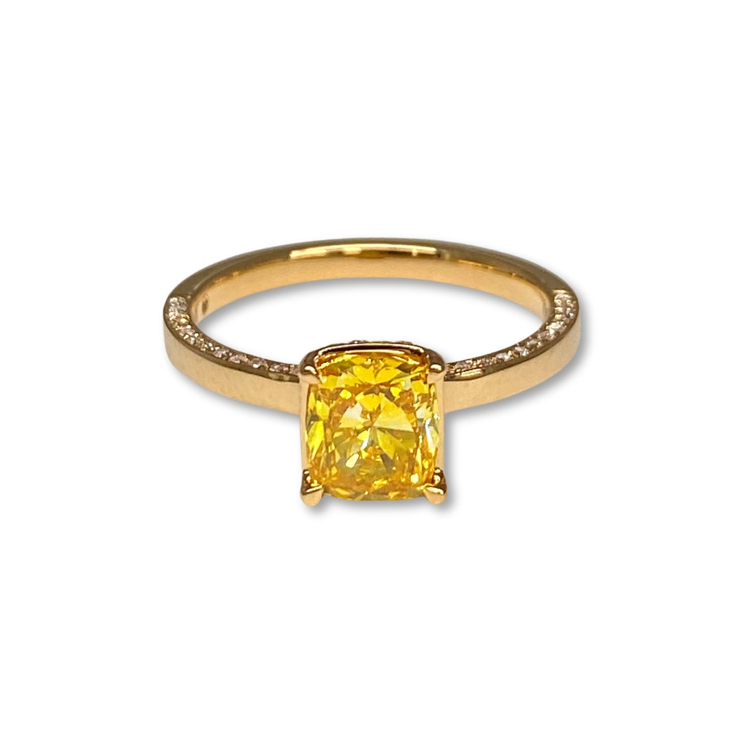 Lesunja Engagement Ring Rosé Gold with Fancy Yellow Diamond and White Diamond Accents