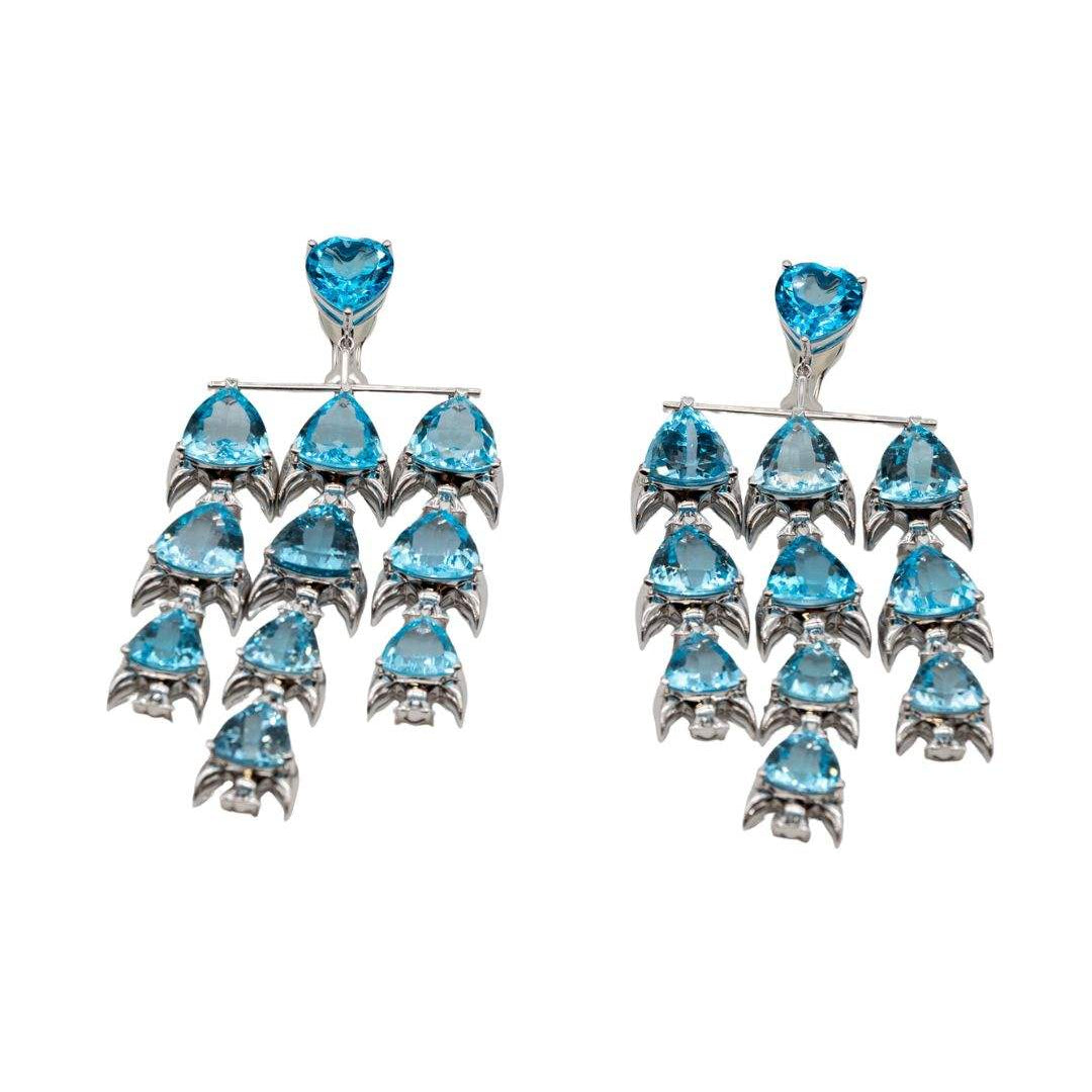 Lesunja Fish Ear Jewellery Topaz White Gold, detail view, Lesunja atelier Zurich