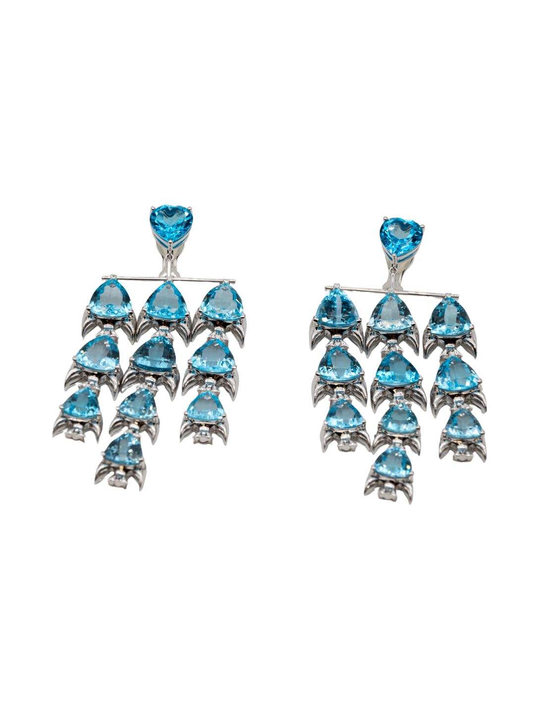 Lesunja Fish Ear Jewellery Topaz White Gold, detail view, Lesunja atelier Zurich