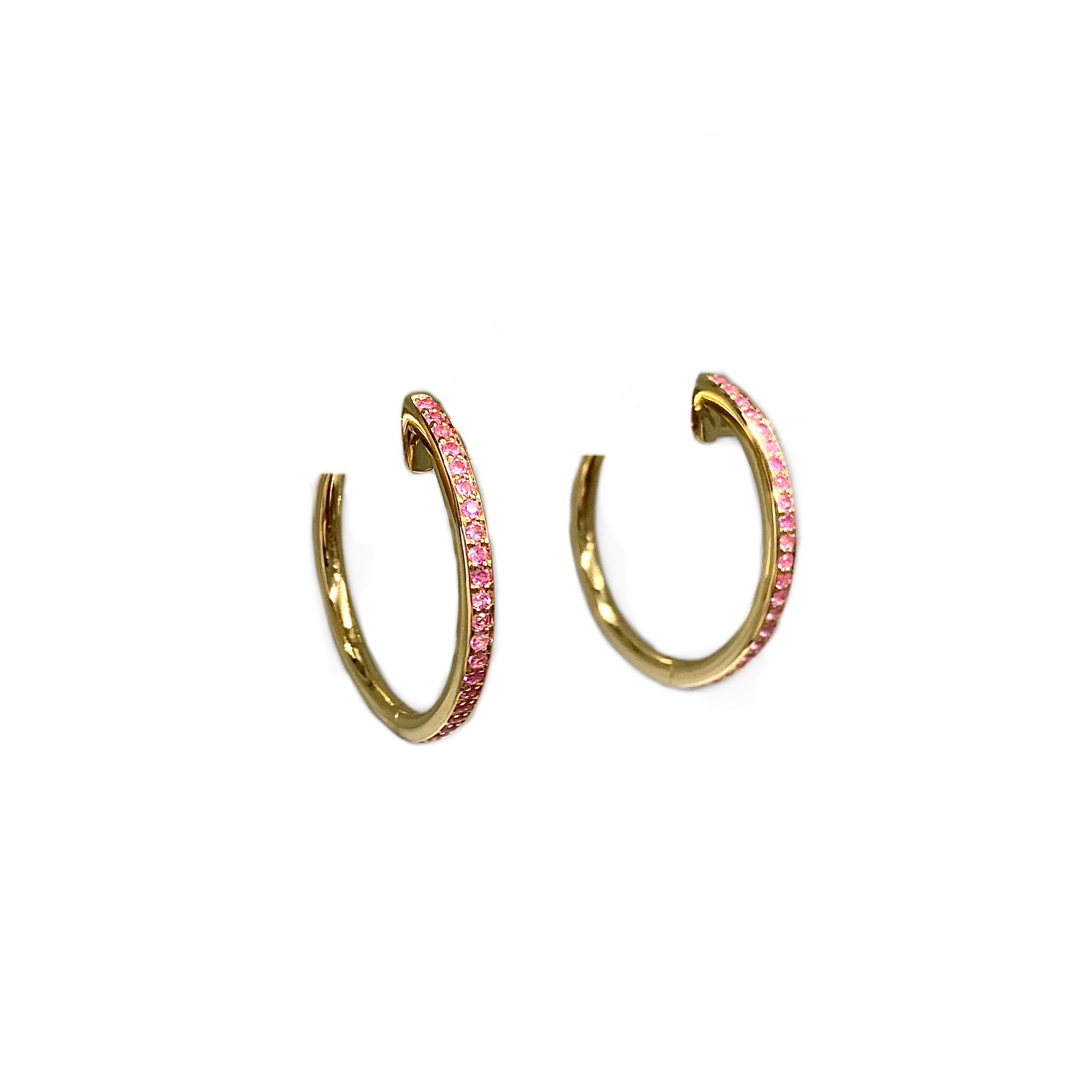 yellow gold pink sapphire earrings