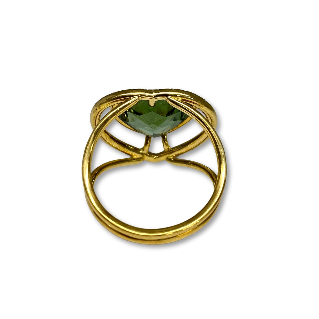 Lesunja Music Was My First Love Cocktail Ring Yellow Gold Green Tourmaline