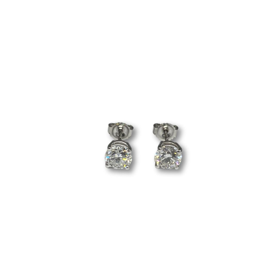 Lesunja stud earrings white gold 14K white diamonds LG 1,62ct.