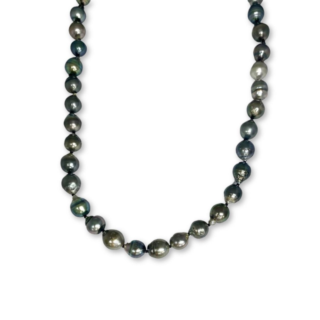 Lesunja Tahiti Pearl Necklace Black Silk