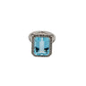 Lesunja Aquamarine Platinum Ring 10.3ct & Grey Diamonds, handmade fine jewellery from Switzerland