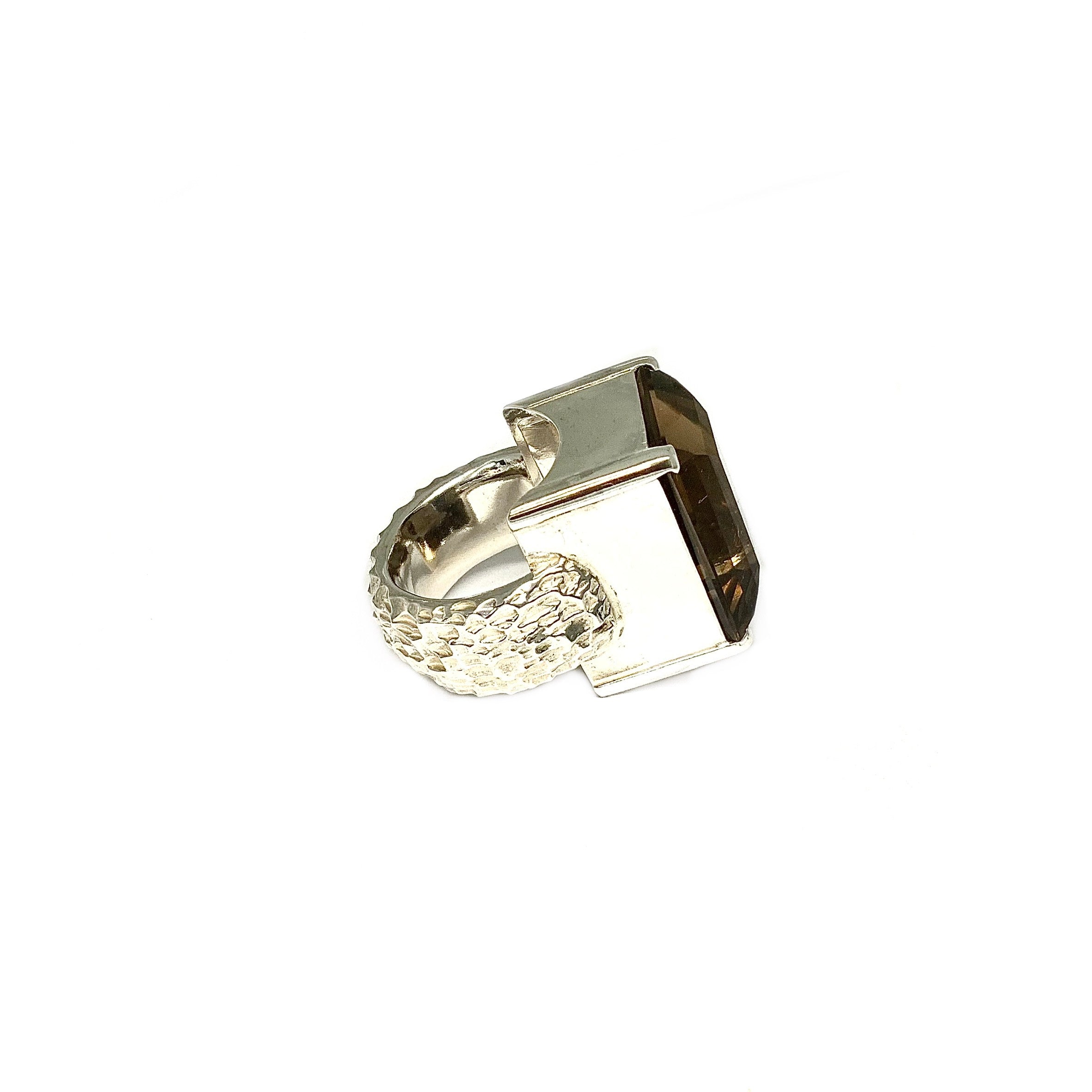 Lesunja Ring Silver Brown Smoky Quartz