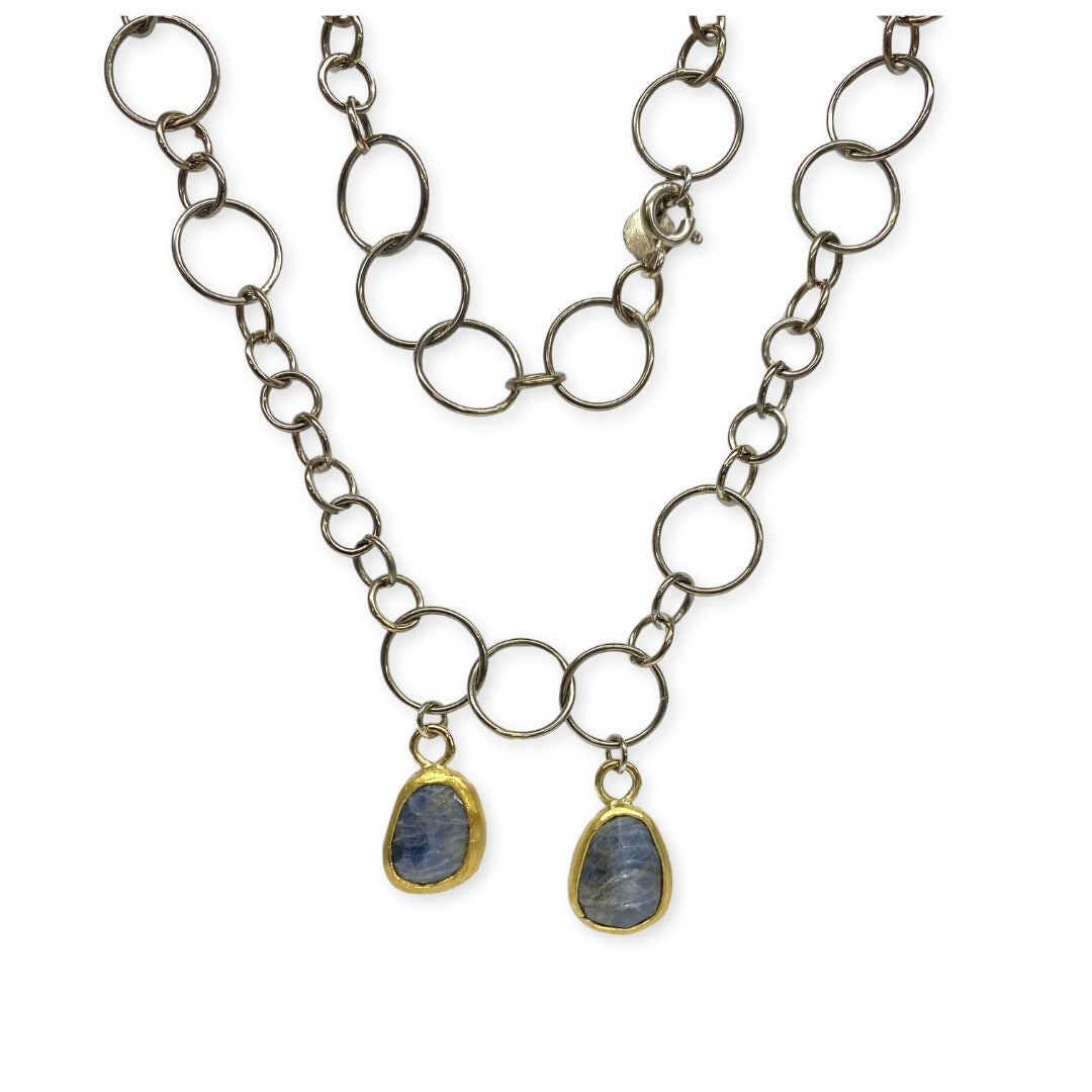 Lesunja Necklace White Gold & Yellow Gold Blue Sapphire