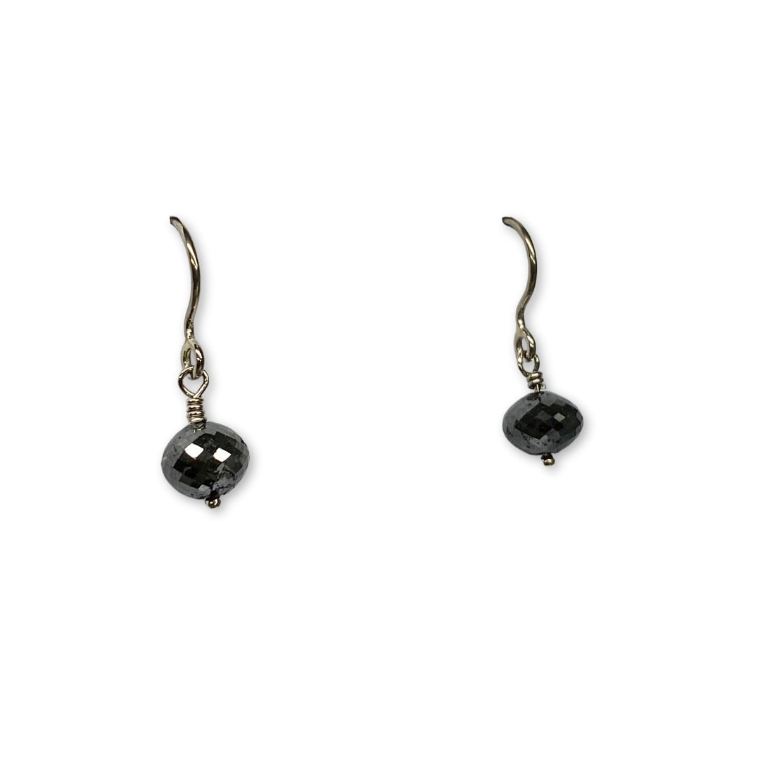 Lesunja Ear Hooks White Gold Black Diamonds