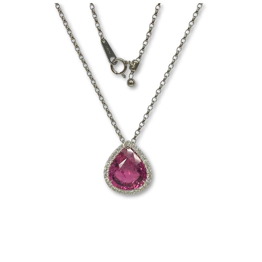 Lesunja Necklace Platinum Pink Tourmaline White Diamonds