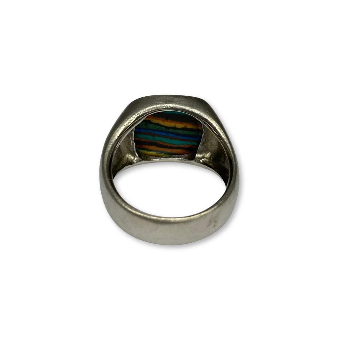 Lesunja Signet Ring Palladium With Rainbow Chrysocolla, detail view, Lesunja atelier Zurich
