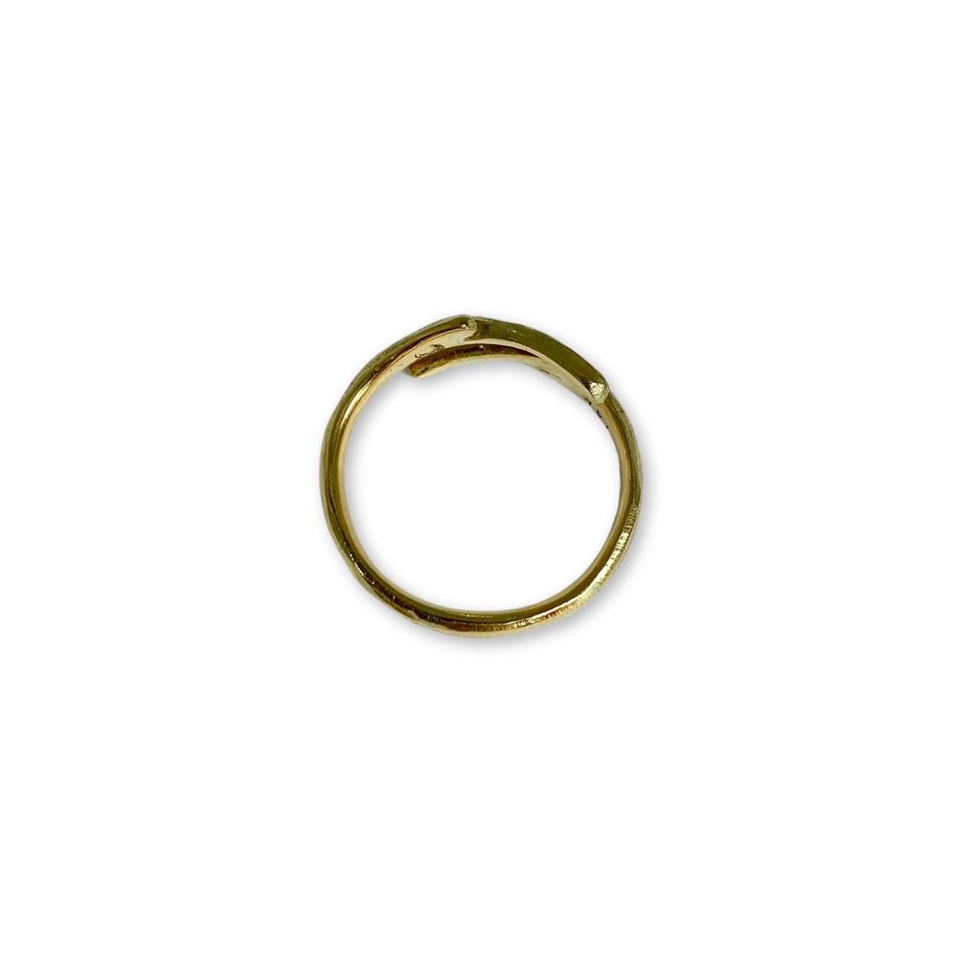 Lesunja Ring Yellow Gold 14K Nest Wood Structure, detail view, Lesunja atelier Zurich