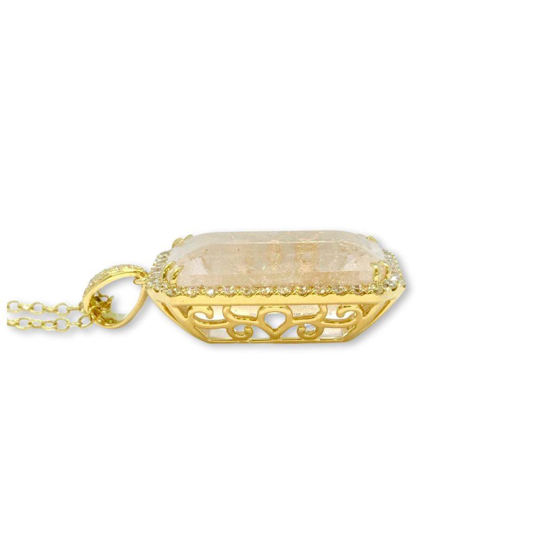 Lesunja La Vie Hidden Secret Love Yellow Gold Morganite & Diamond, detail view, Lesunja atelier Zurich