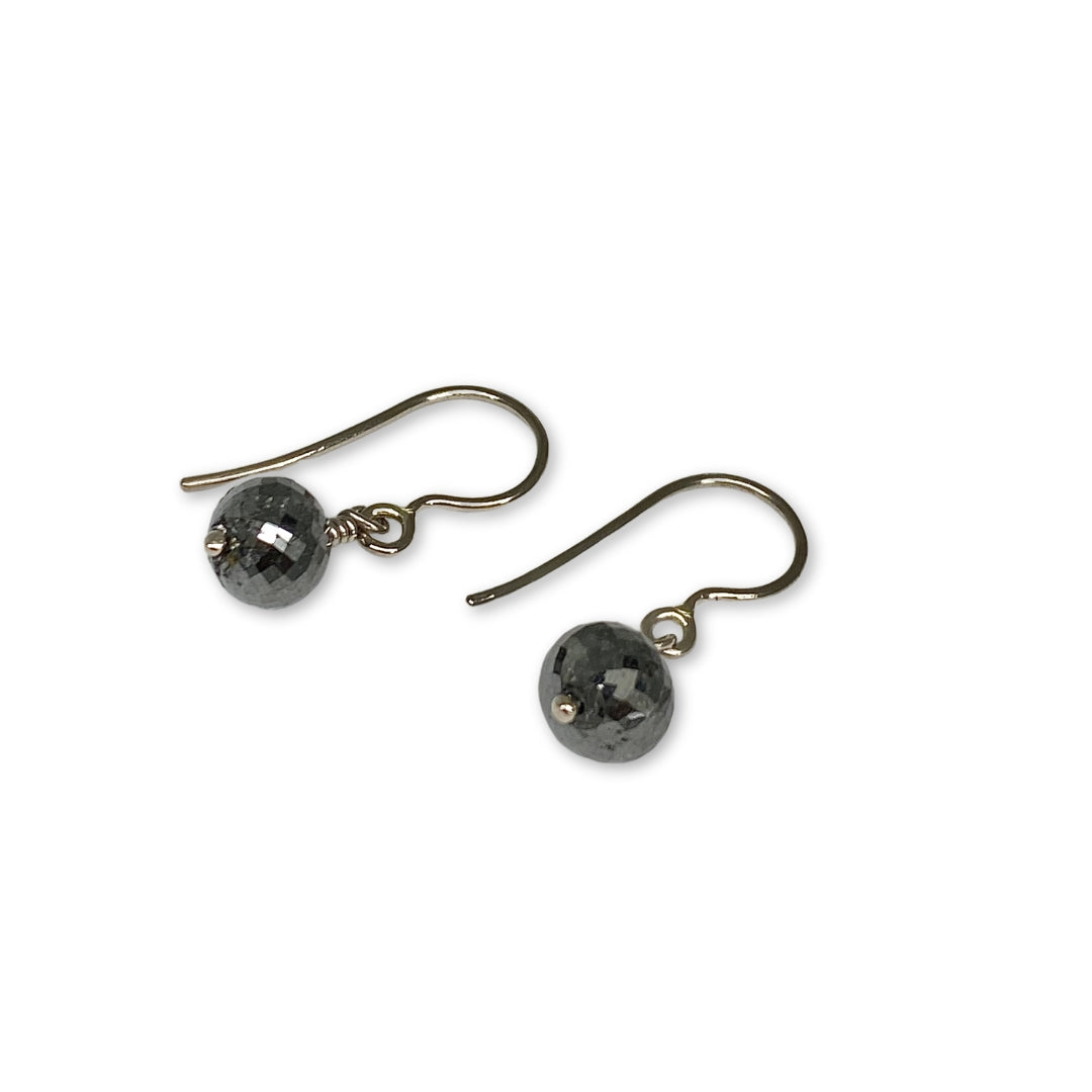 Lesunja Ear Hooks White Gold Black Diamonds