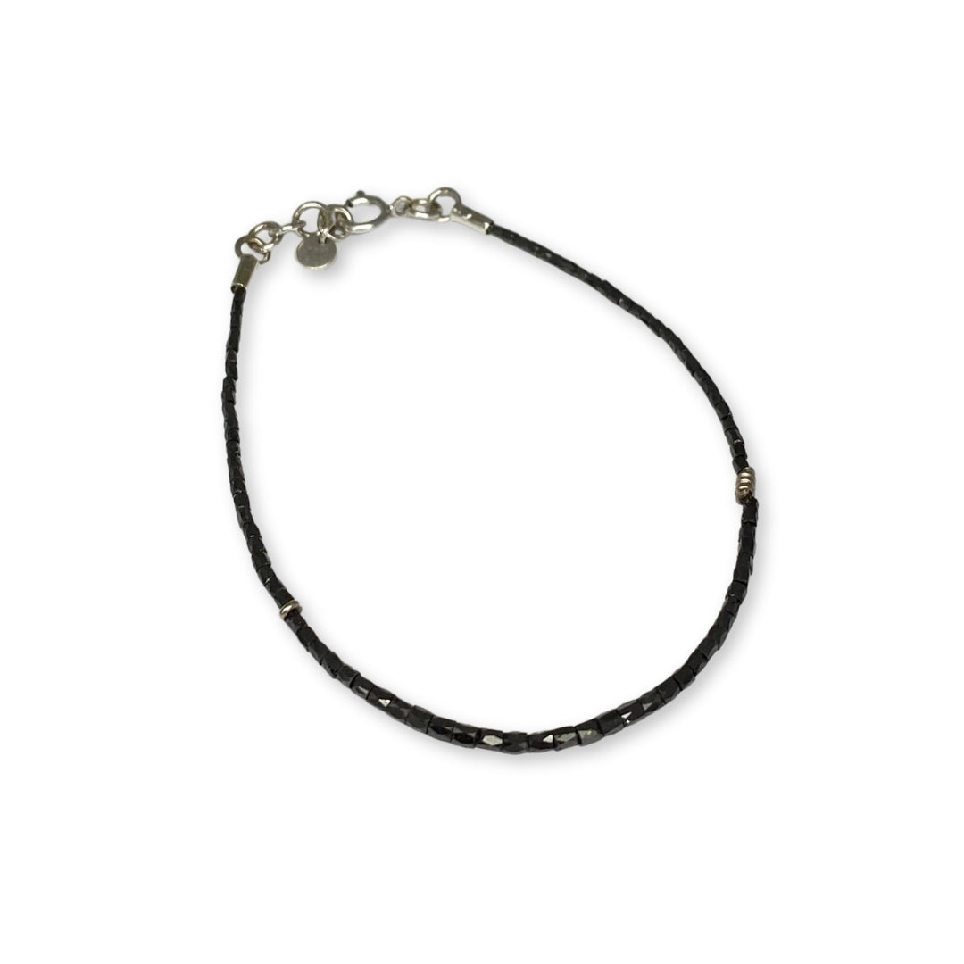 Lesunja Bracelet White Gold Black Diamond Beads