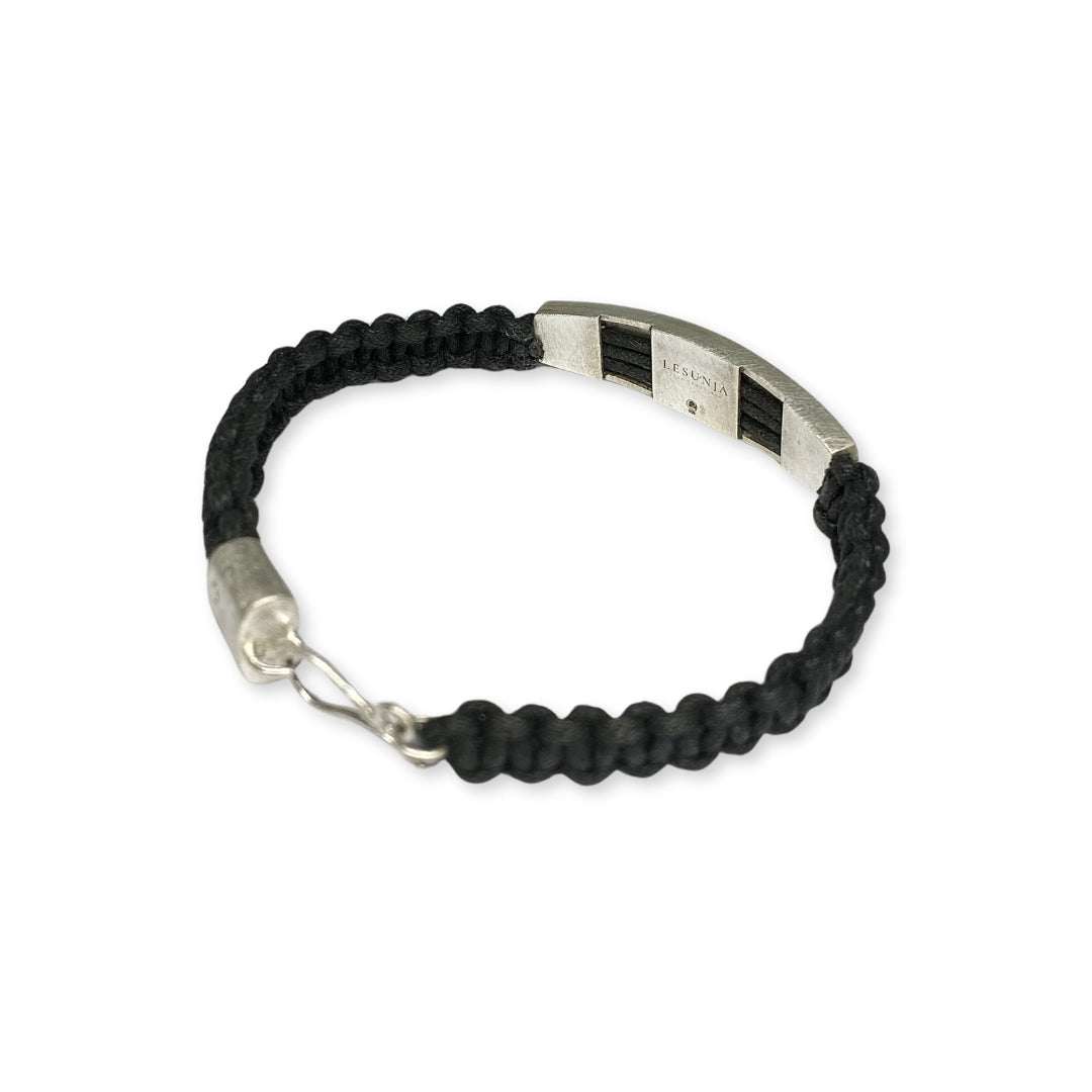 Lesunja Bracelet Silver Mountains from St. Moritz & Black Strings, detail view, Lesunja atelier Zurich