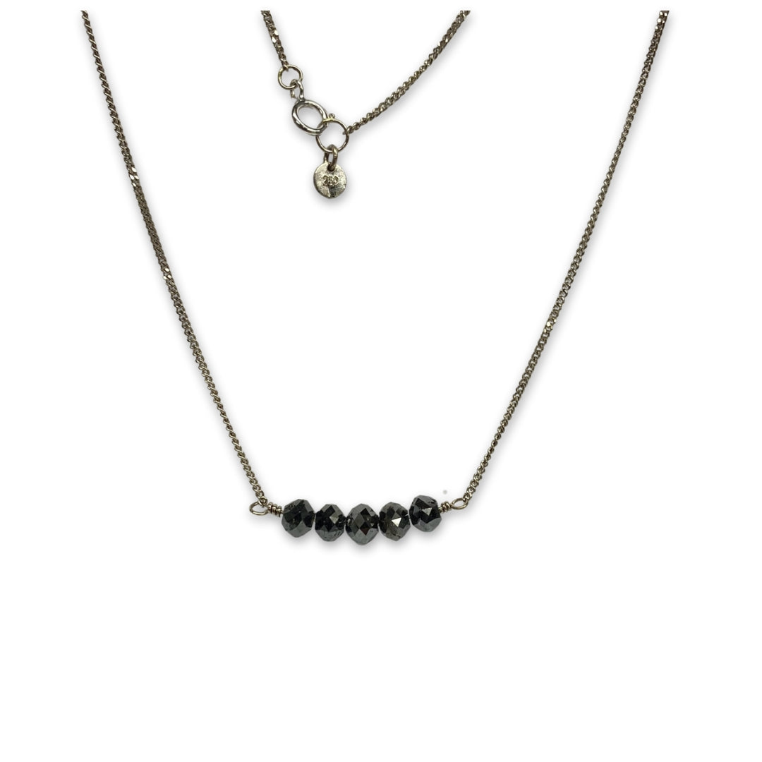 Lesunja Necklace White Gold Black Diamonds