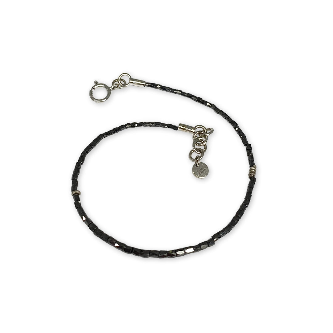 Lesunja Bracelet White Gold Black Diamond Beads