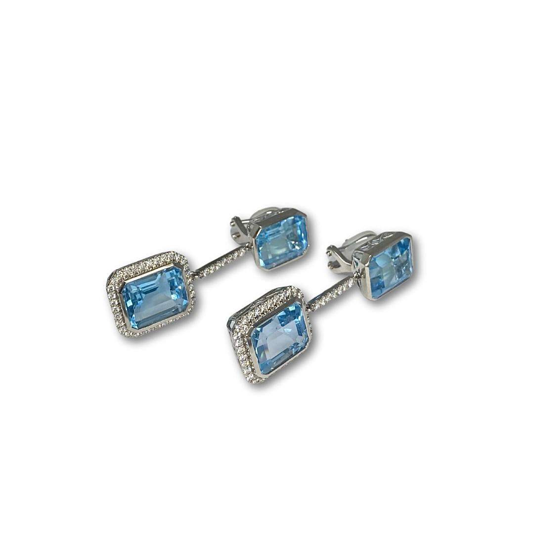 Lesunja Magnifique Statement Earrings Platinum Topas Diamonds, detail view, Lesunja atelier Zurich