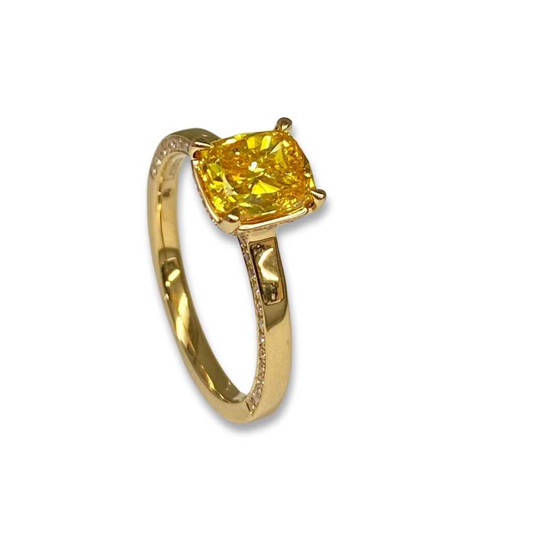 Lesunja Engagement Ring in 18K Rosé Gold with Fancy Yellow Diamond and White Diamonds