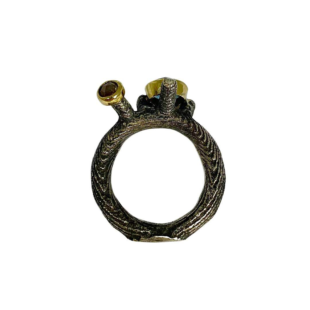 Sepia Ring Silver Yellow Gold