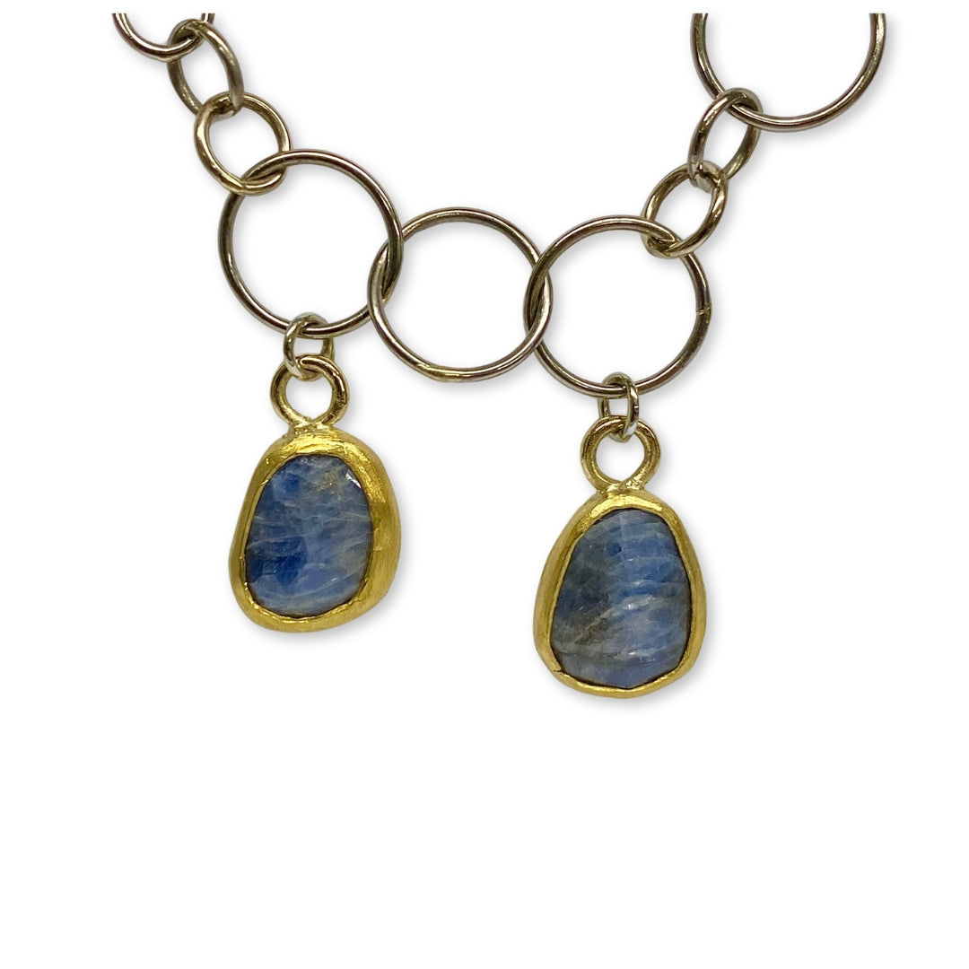 Lesunja Necklace White Gold & Yellow Gold Blue Sapphire