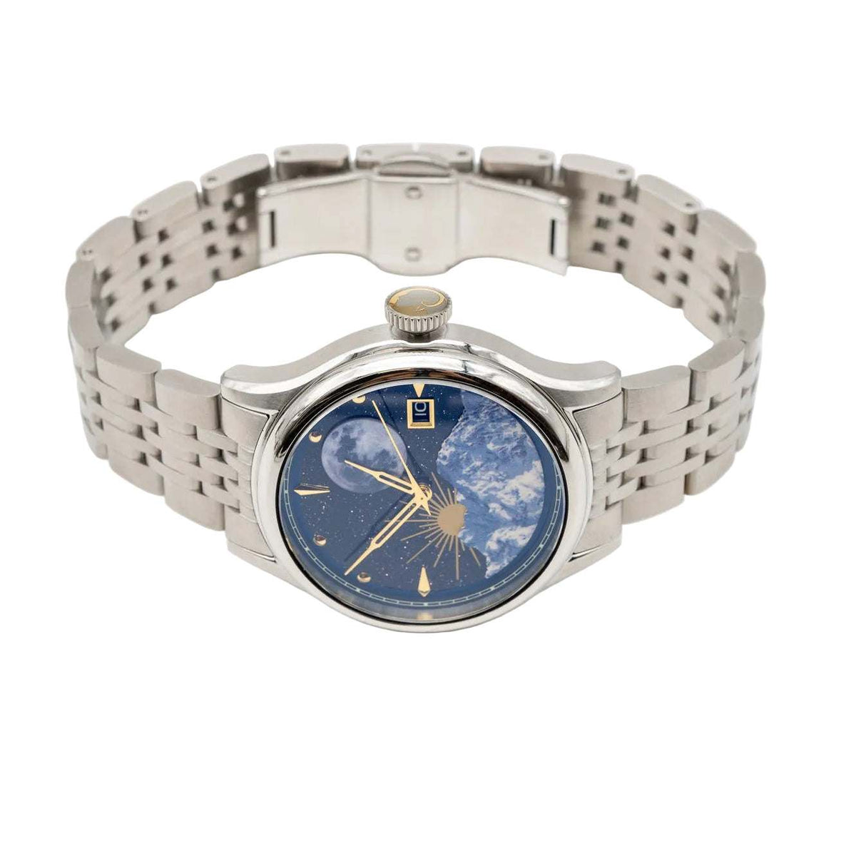 Lesunja Mountain Watch Steel, handmade fine jewellery from Switzerland