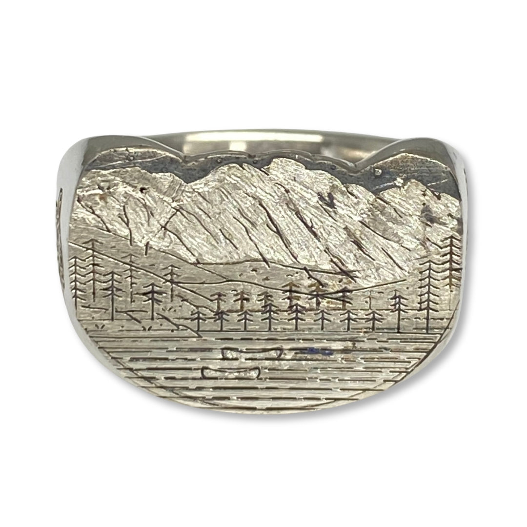 Lesunja Ring Men Silver St. Moritz Mountain Landscape