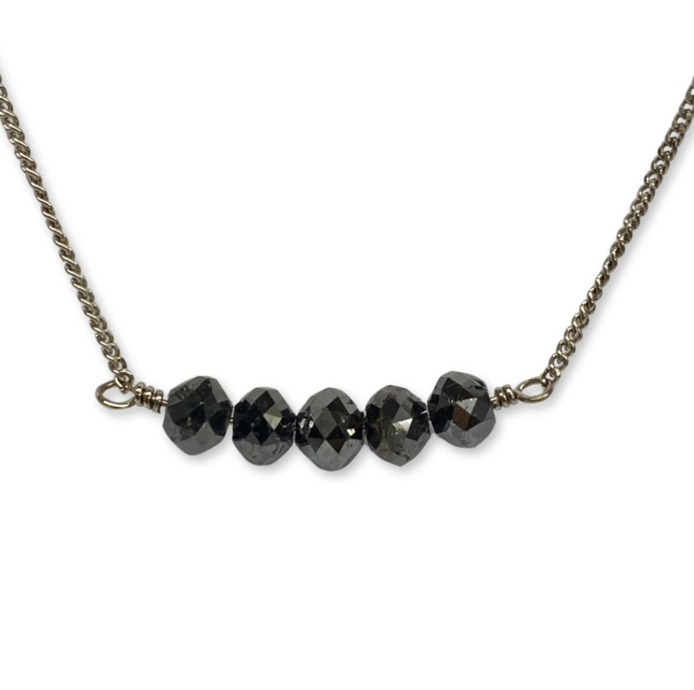 Lesunja Necklace White Gold Black Diamonds