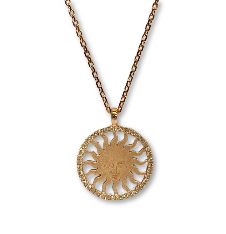 Lesunja St. Moritz Sun Necklace Rose Gold Diamond Small