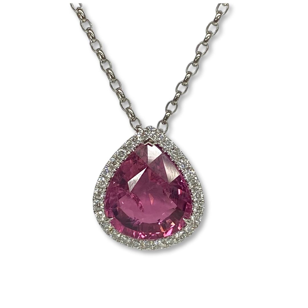 Lesunja Necklace Platinum Pink Tourmaline White Diamonds