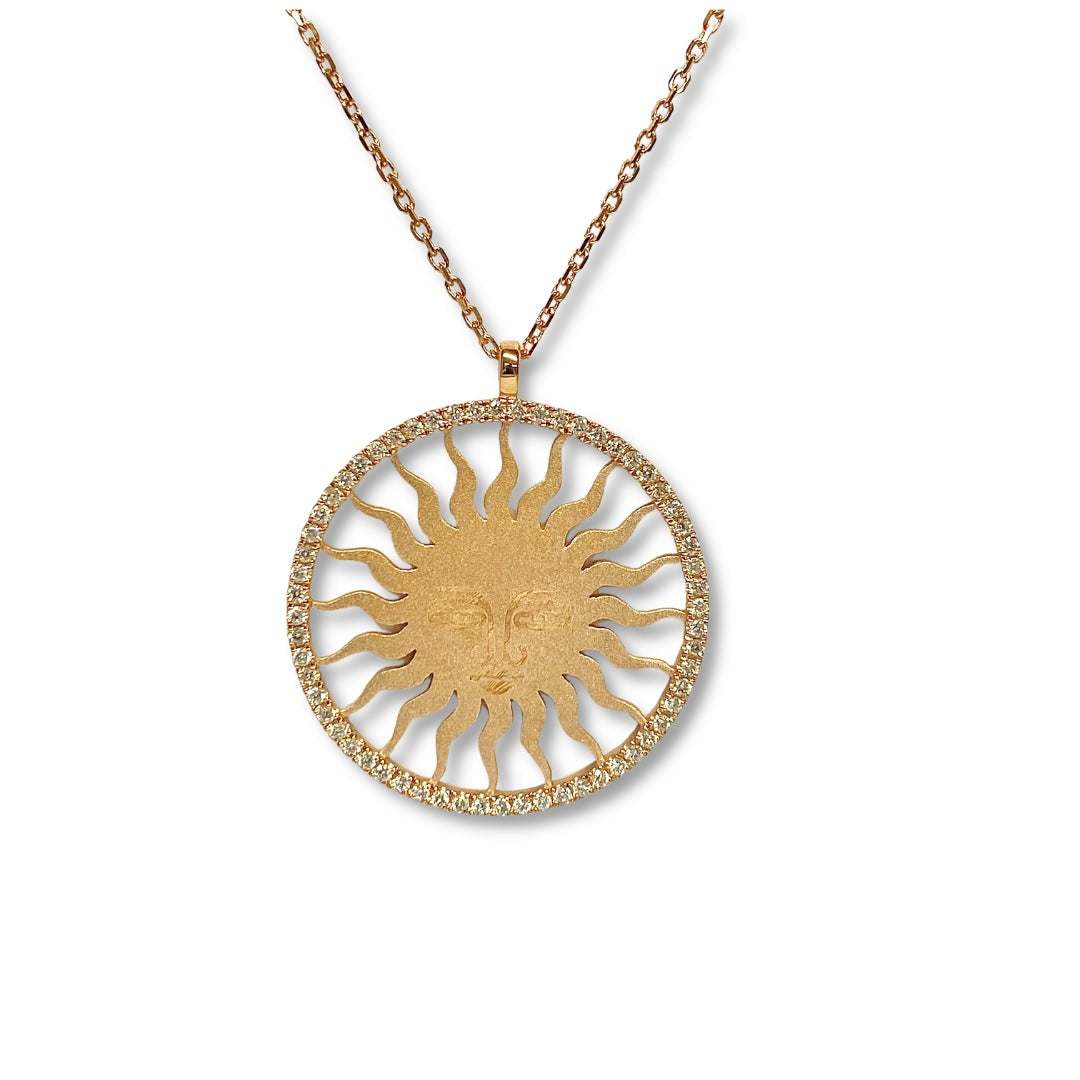 Lesunja St. Moritz Sun Large Necklace Rose Gold Diamonds