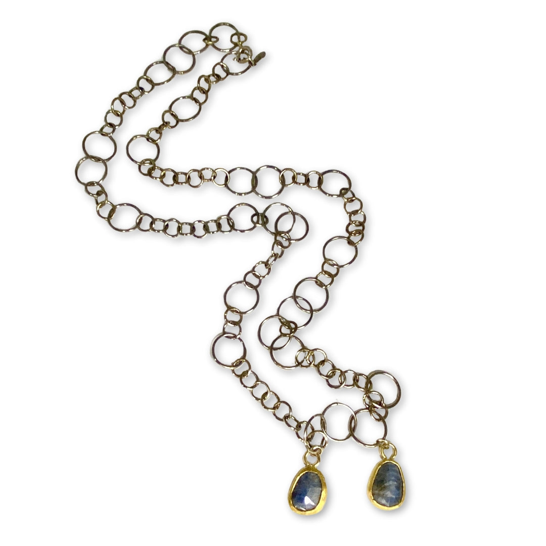 Lesunja Necklace White Gold & Yellow Gold Blue Sapphire