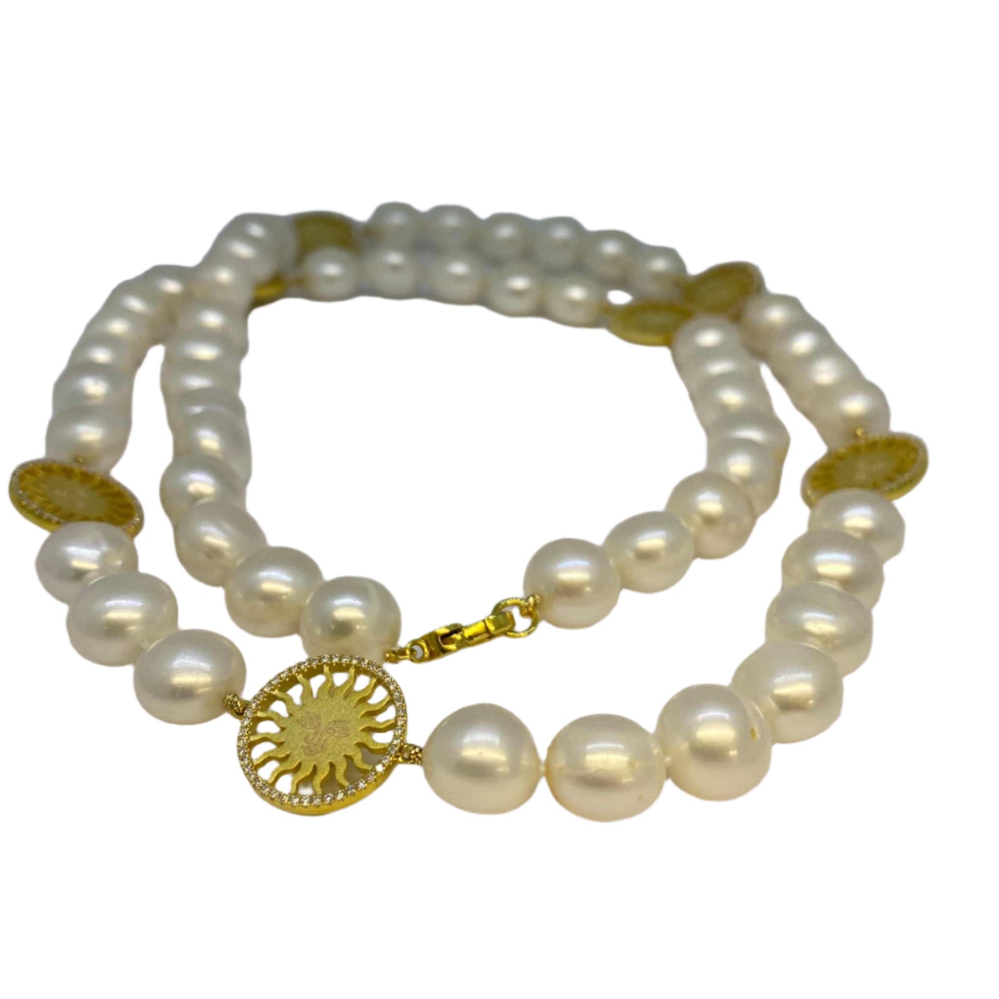 Lesunja St. Moritz Sun Pearl Necklace, handmade fine jewellery from Switzerland