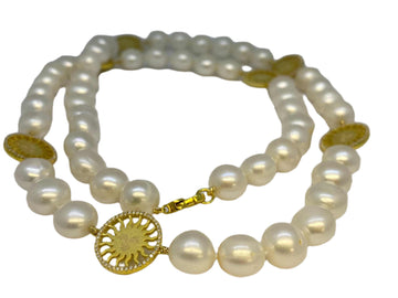 Lesunja St. Moritz Sun Pearl Necklace, handmade fine jewellery from Switzerland