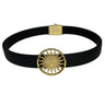Lesunja St. Moritz Sun bracelet, 375 yellow gold sun medallion on a black rubber strap