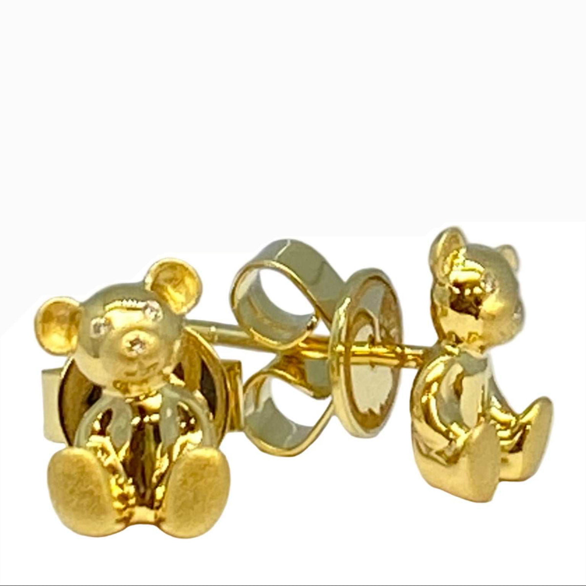 Lesunja Breuninger Bear Earrings 18K Gold 6 x 0.01ct Diamonds, handmade fine jewellery from Switzerland