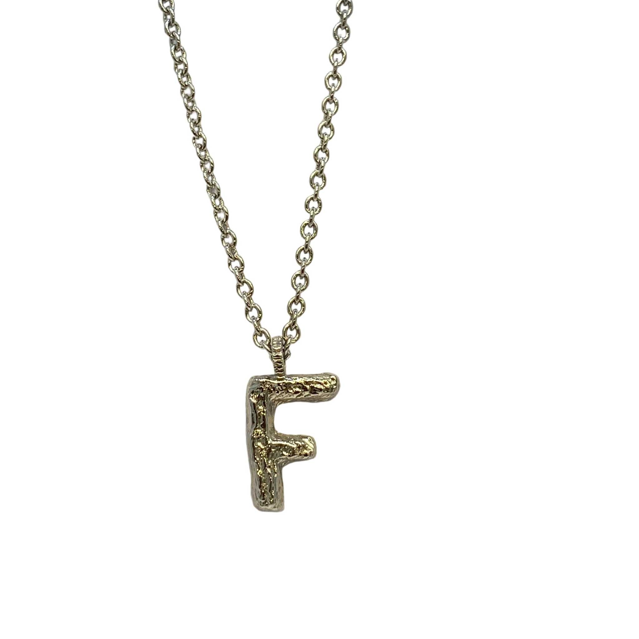 Lesunja Silver Letter F Necklace, handmade fine jewellery from Switzerland