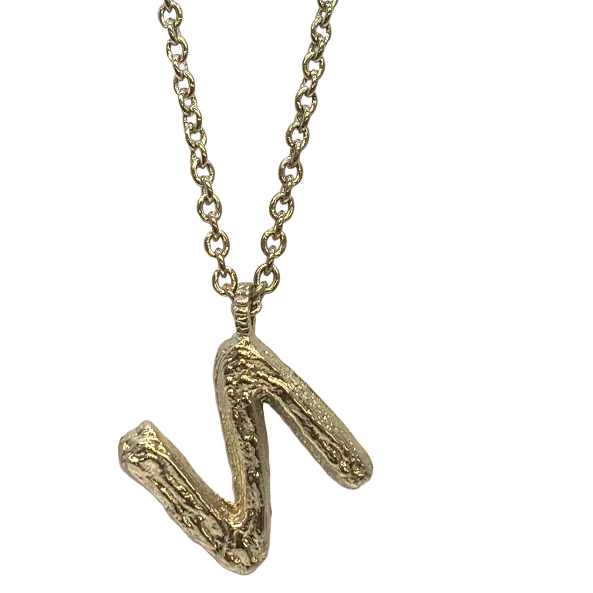 Silver N Letter Necklace