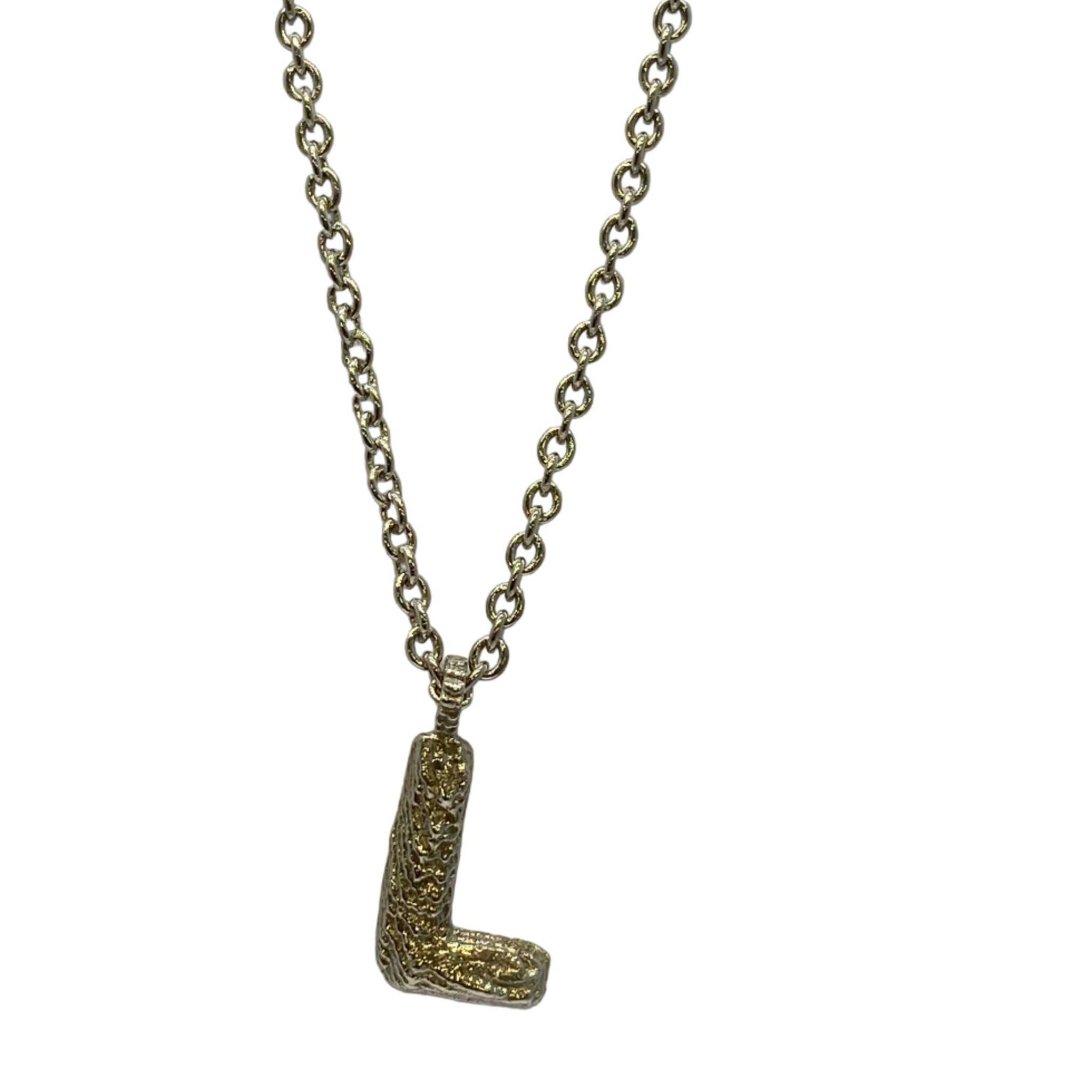 Lesunja Silver Letter L Necklace, handmade fine jewellery from Switzerland