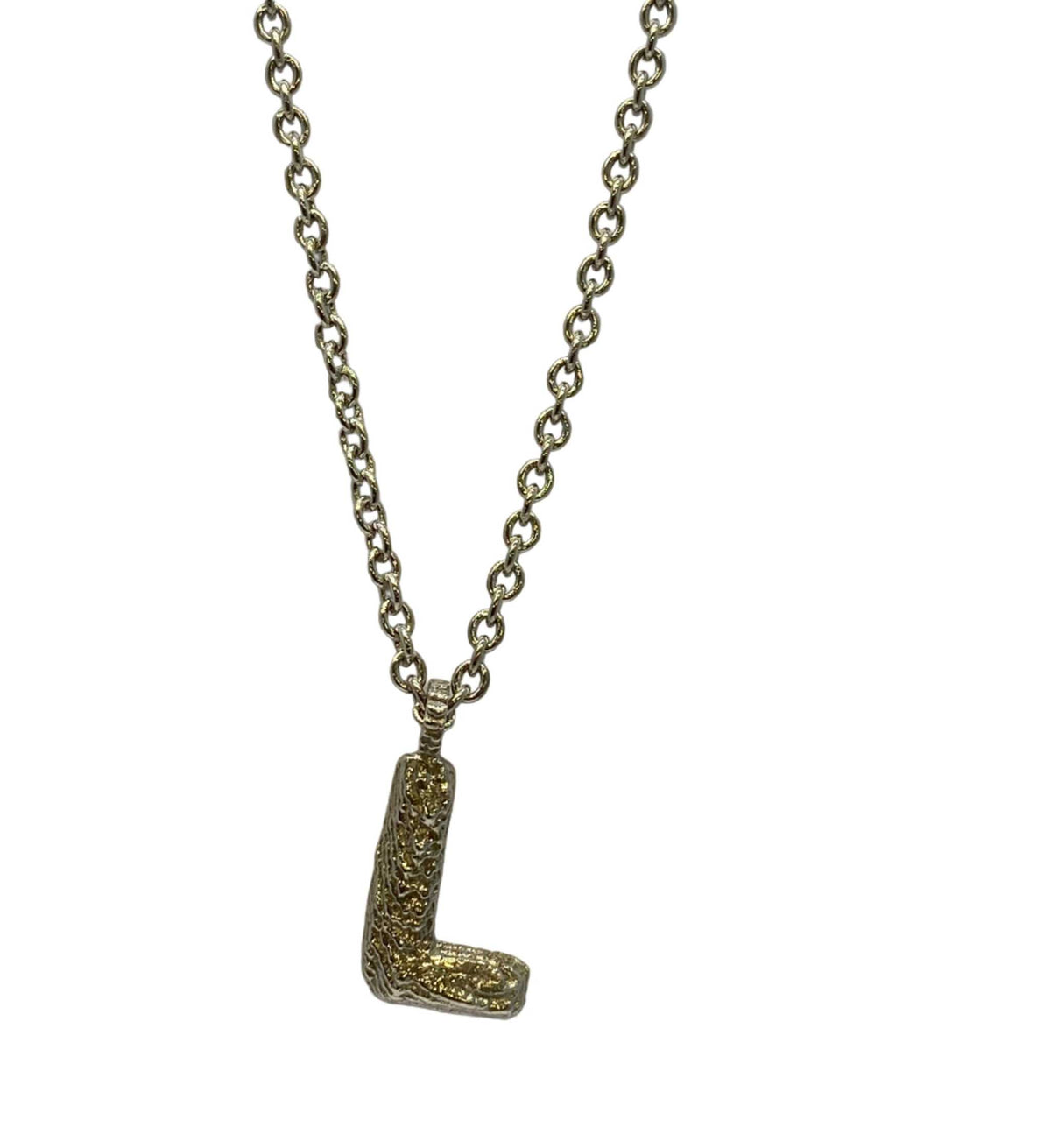 Lesunja Silver Letter L Necklace, handmade fine jewellery from Switzerland