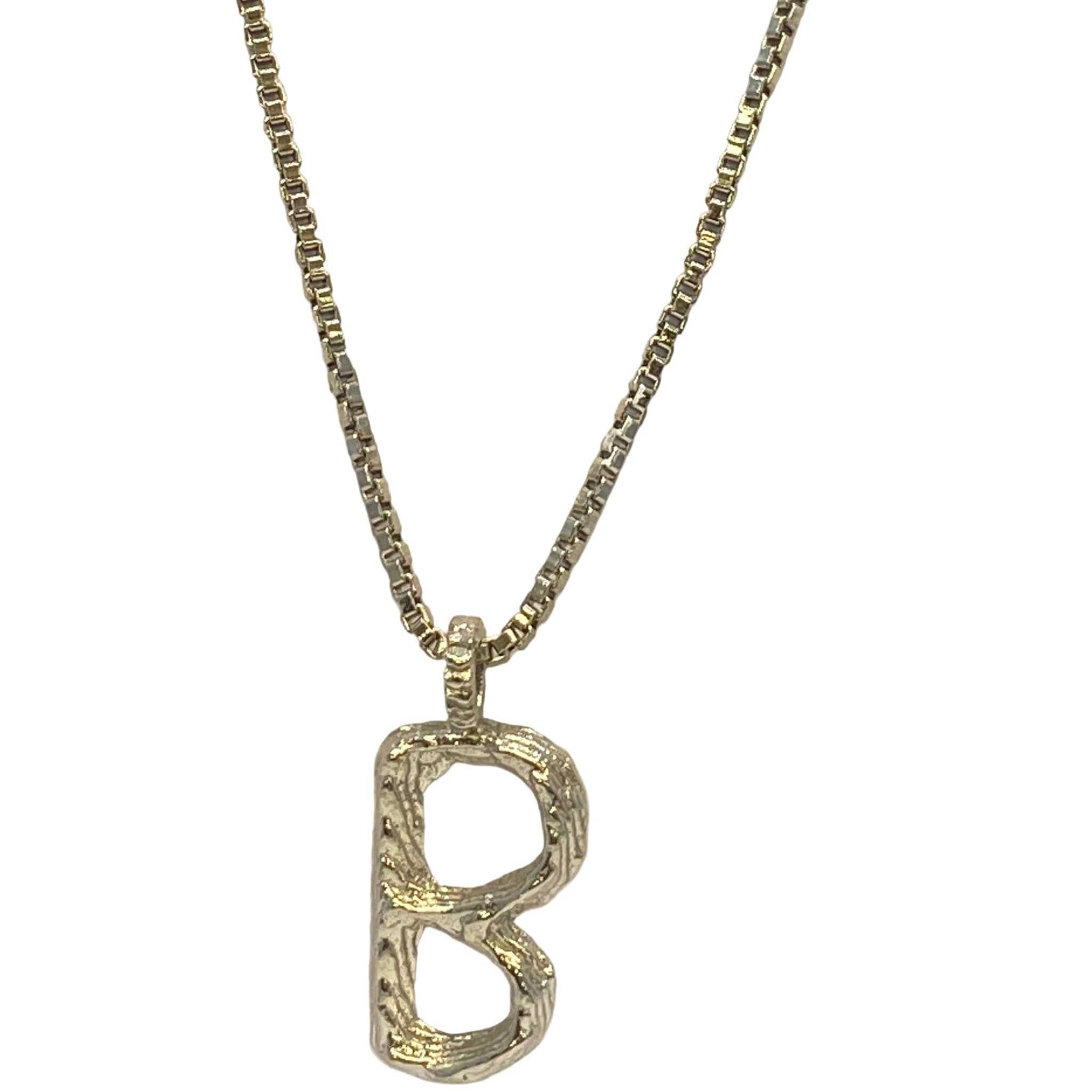 Silver  B Letter Necklace