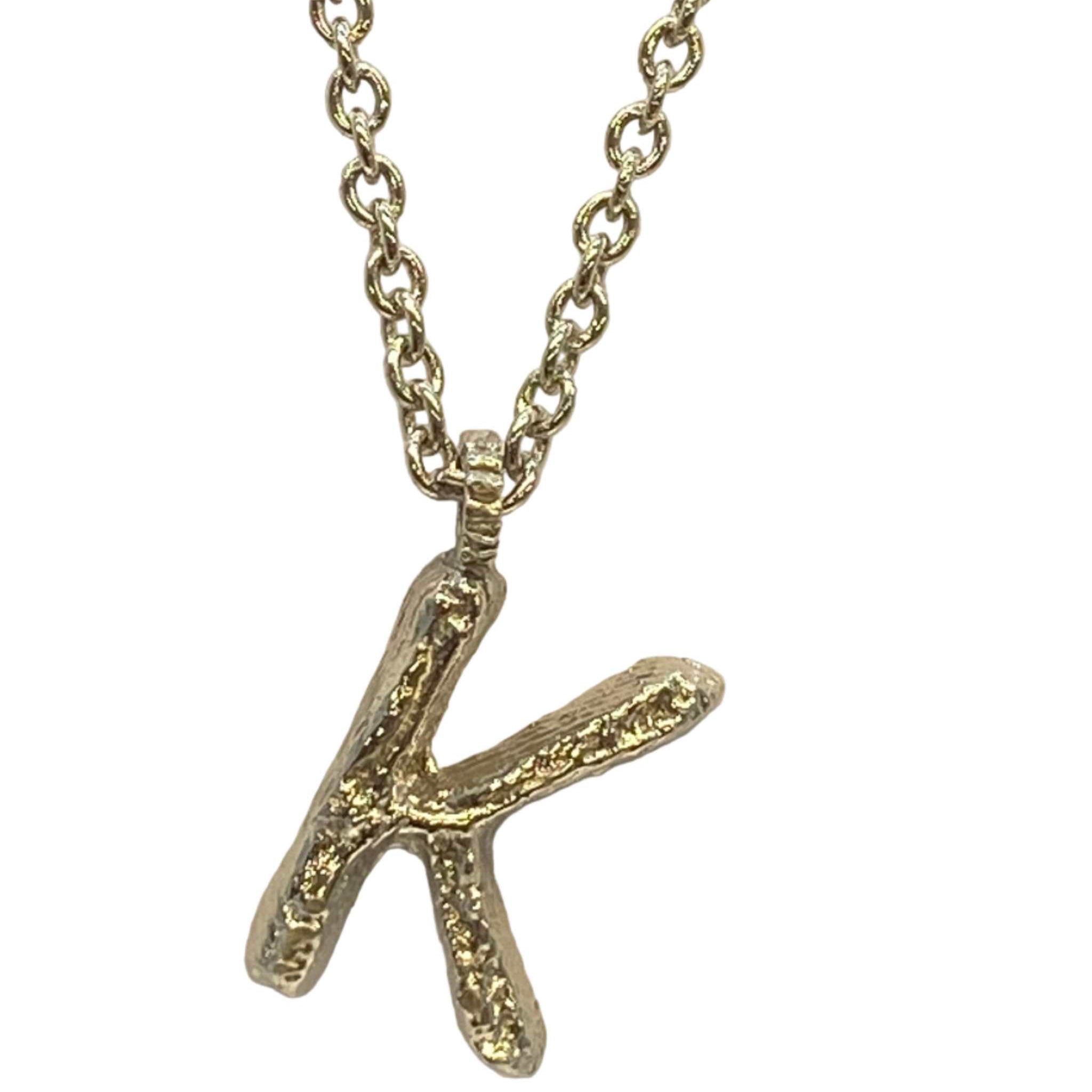 Silver  K Letter Necklace