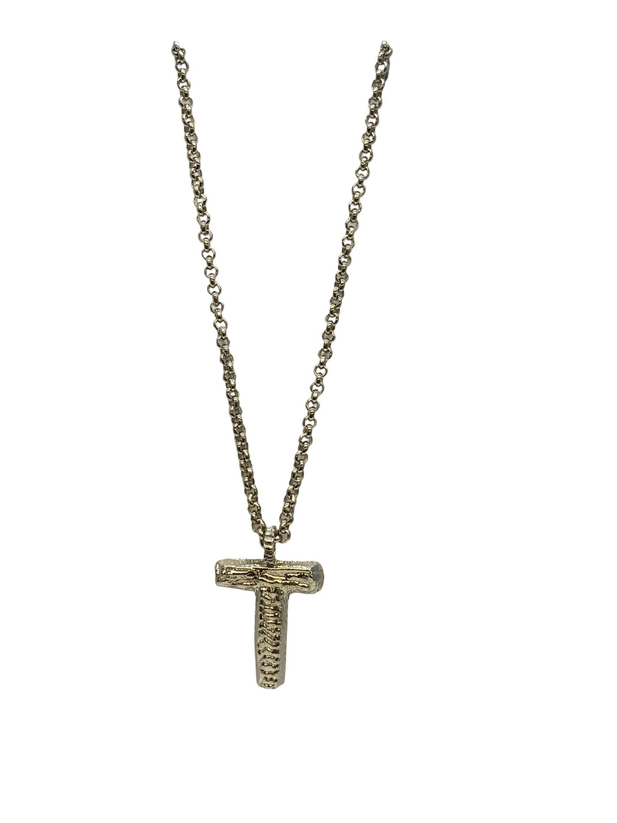Silver  T Letter Necklace