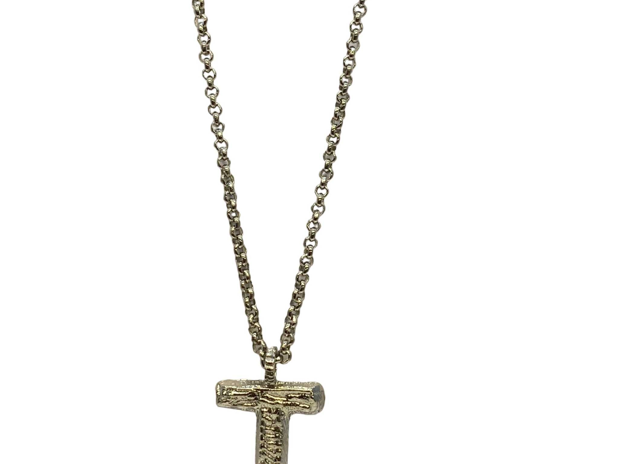 Lesunja Silver Letter T Necklace, handmade fine jewellery from Switzerland