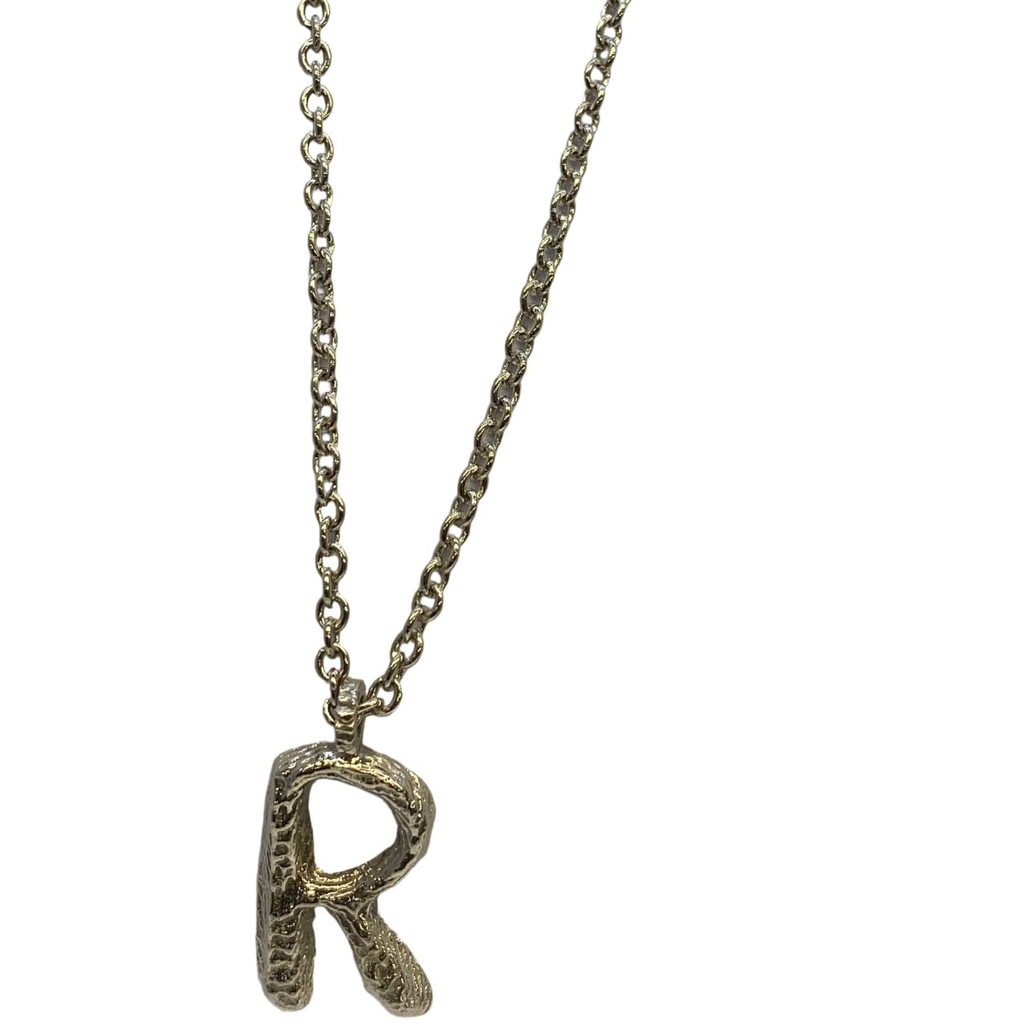 Lesunja Silver Letter R Necklace, handmade fine jewellery from Switzerland