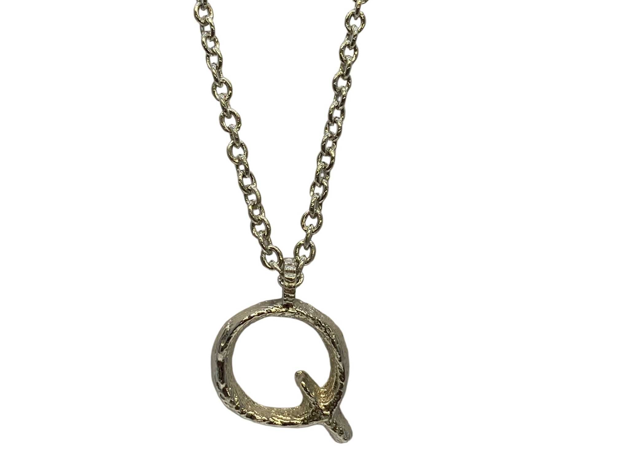 Lesunja Silver Letter Q Necklace, handmade fine jewellery from Switzerland