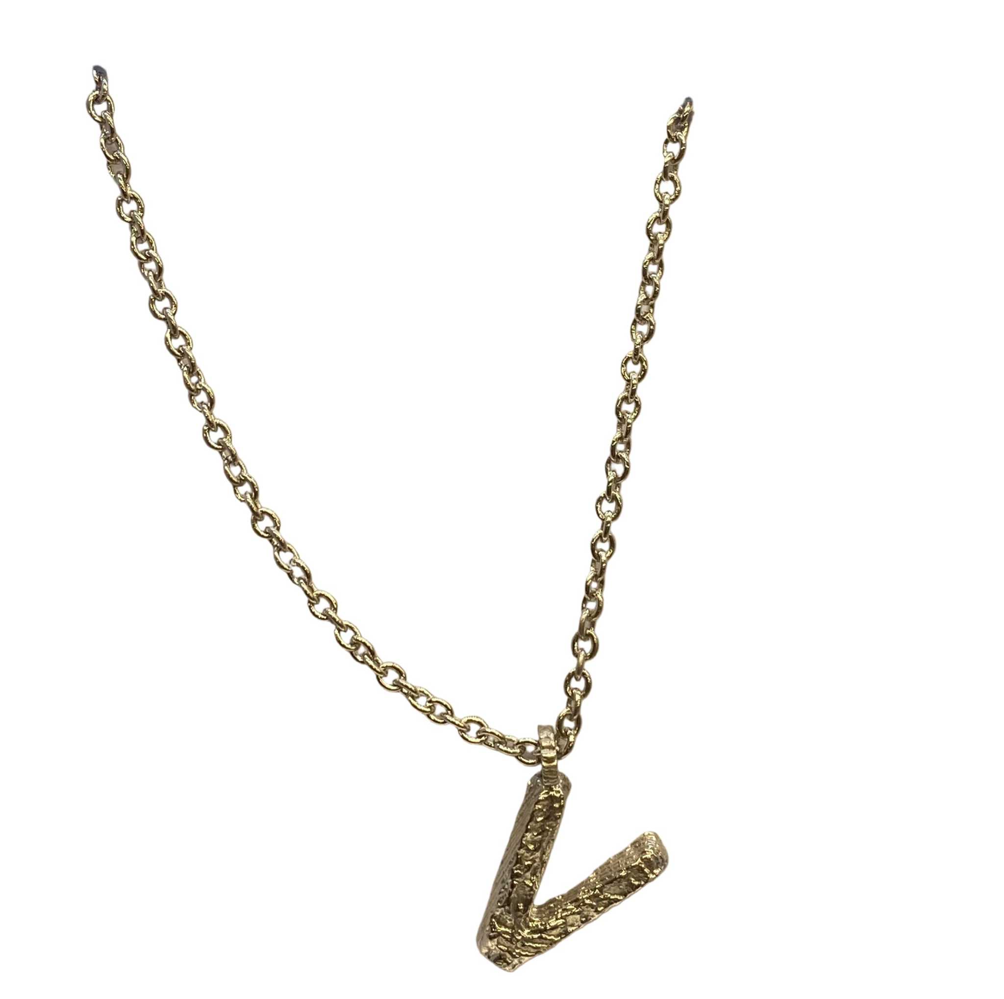Silver  V Letter Necklace